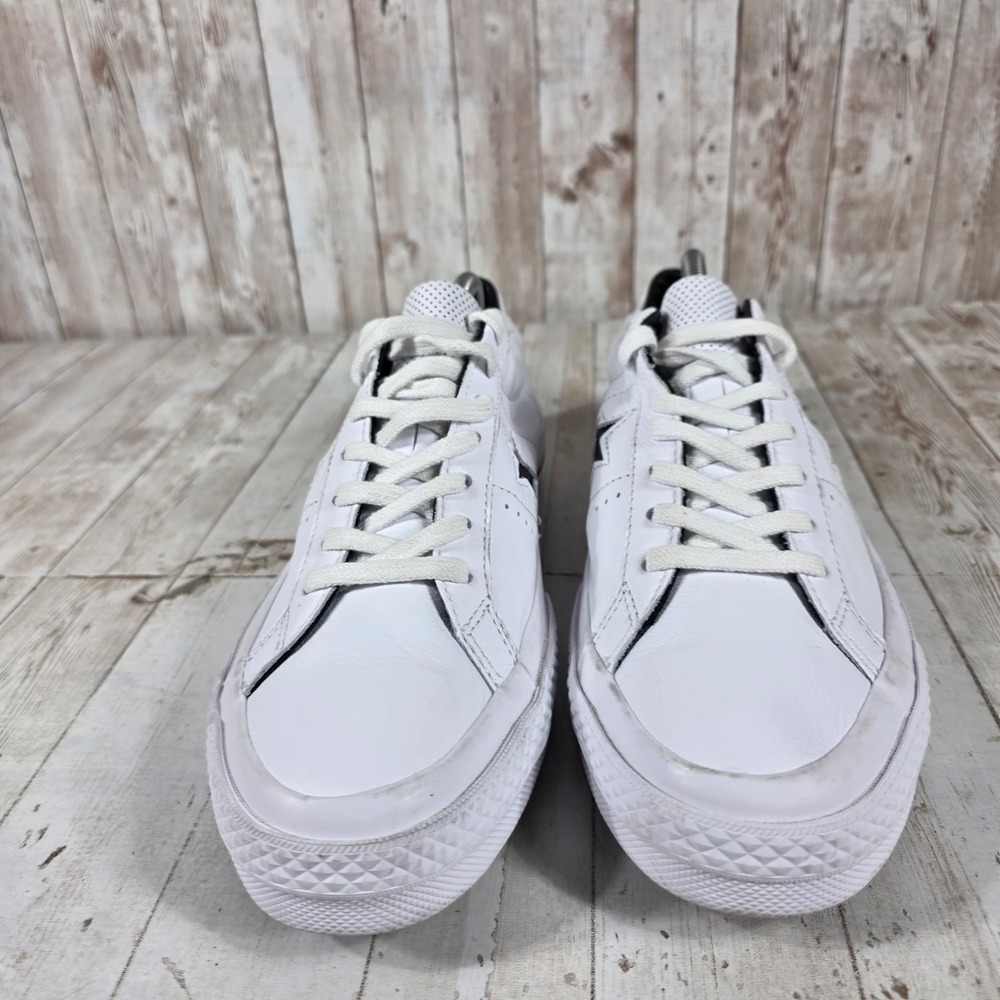 Converse One Star Perforated Leather Low Top White Black Sneakers 158464C 10.5W - Picture 2 of 8